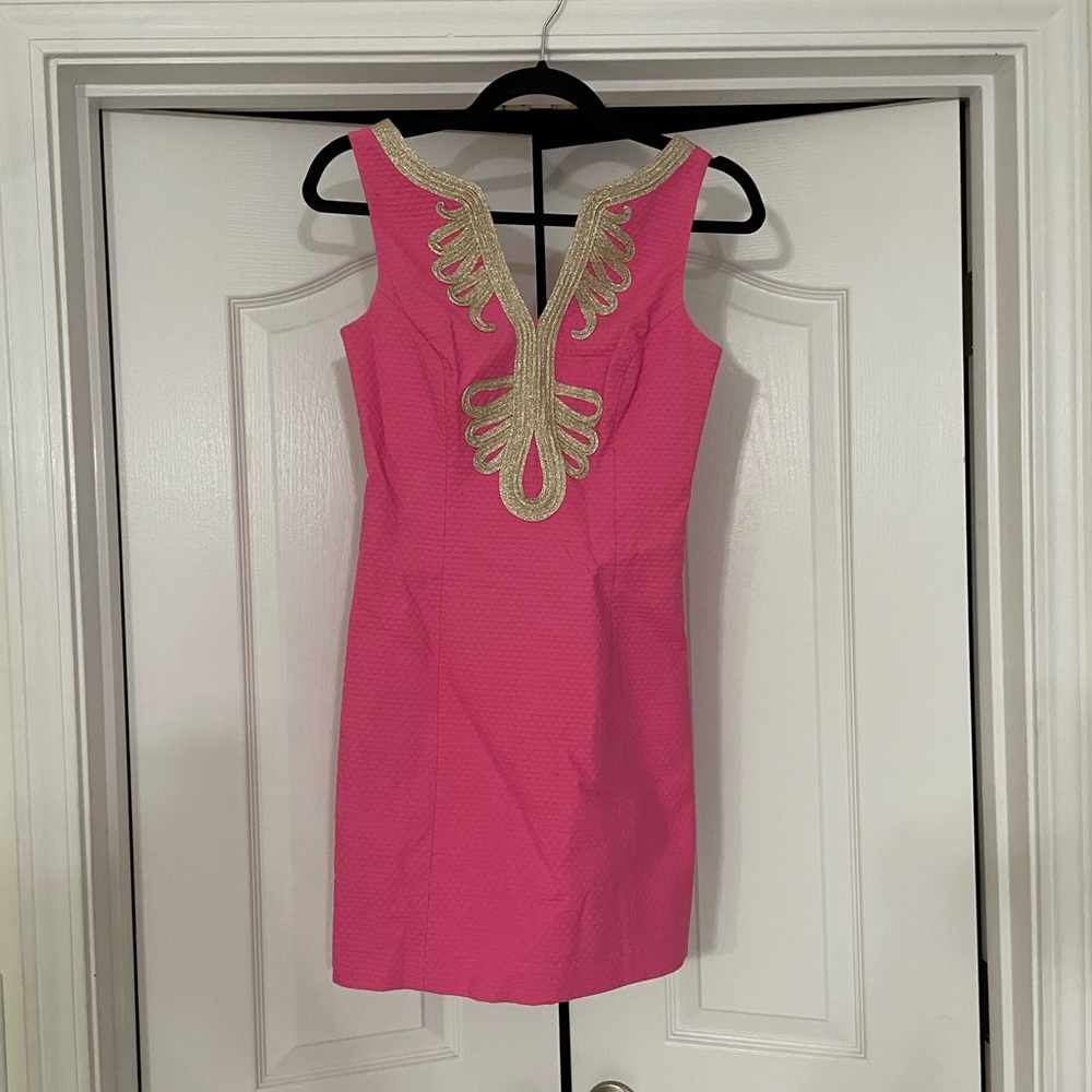 Lilly Pulitzer Shift Dress - Pink and Gold - Size 00
